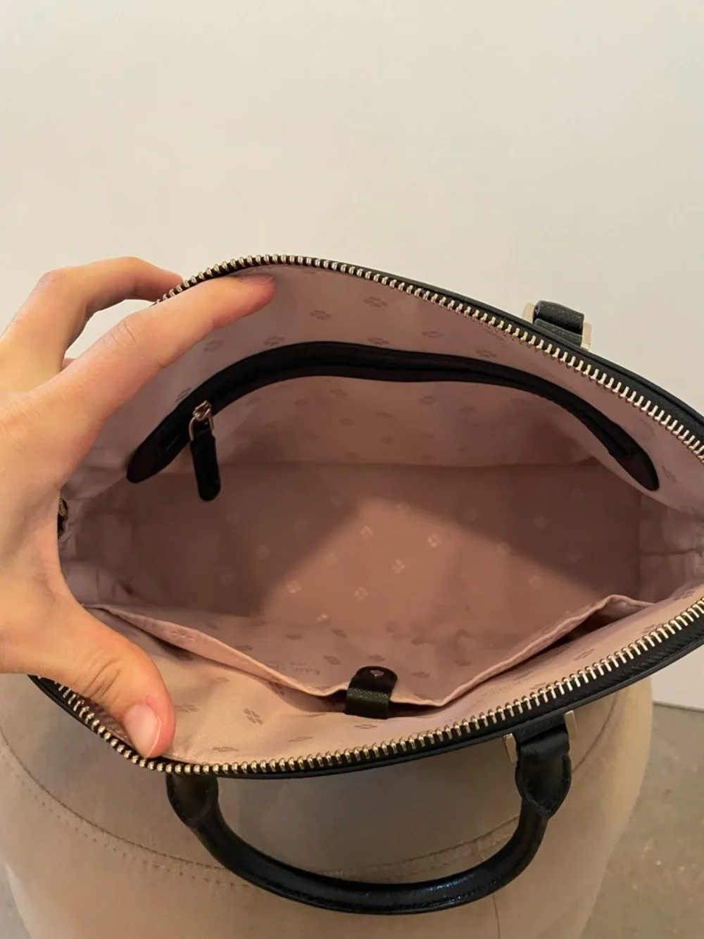 Kate Spade Black Louise Dome Satchel w/ Zippered Front Pocket
